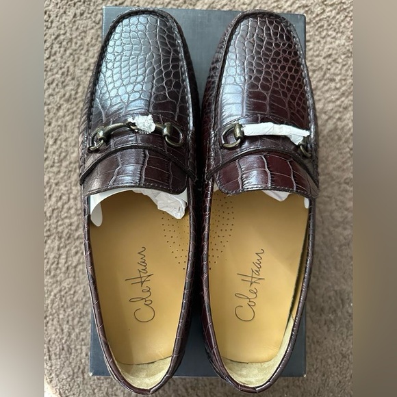 Cole Haan Bit Loafers Alligator Print Brown Leather Driving Shoes 👞 ( NEW ) - Picture 3 of 9